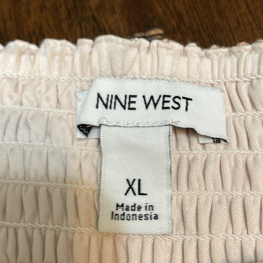 Nine West smocked peplum animal print top - Picture 6 of 10